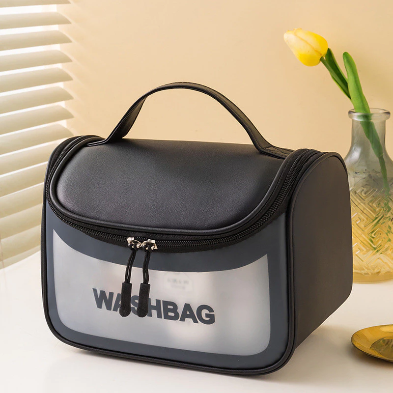 Túi đựng mỹ phẩm du lịch trong suốt WASHBAG chống thấm nước, size lớn 23x13x15cm