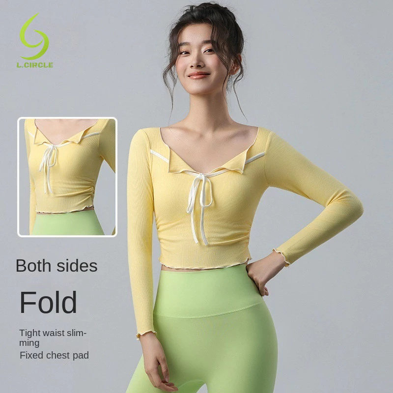[L.CIRCLE] Yoga Sport Top Tay Dài Ôm Phong Cách Ngọt Ngào