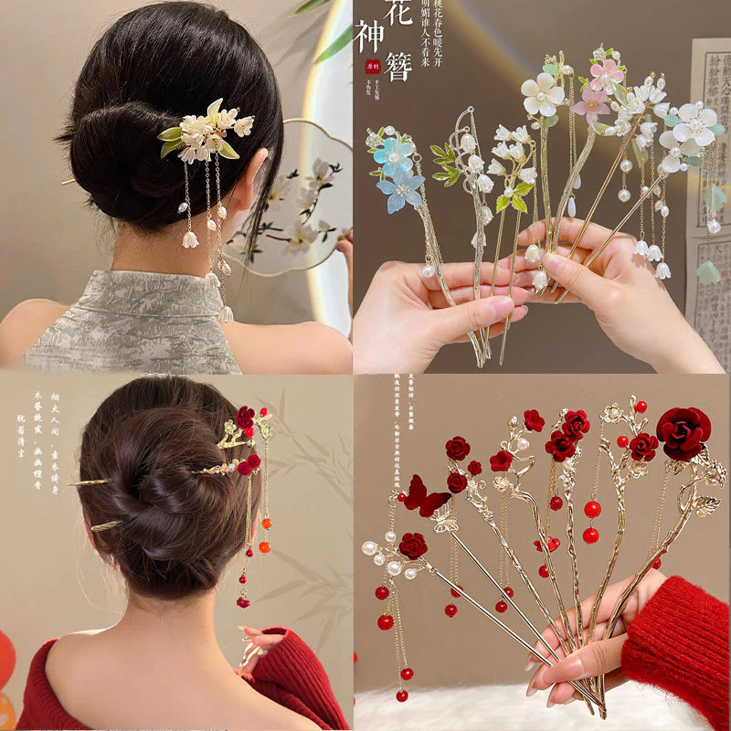 Trâm Cài Tóc Cho Nữ Chất Lượng Cao Phong Cách Vintage Hoa Tua Rua Kẹp Tóc Thanh Lịch Tóc
