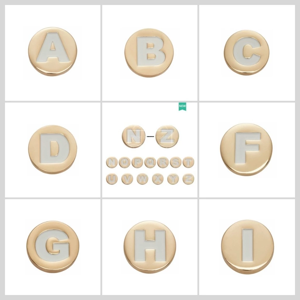 Chữ cái ABC vàng tiếng Anh DIY giày trang trí Stickers Sandals Patch Sandals khóa Sandals trang trí với lỗ