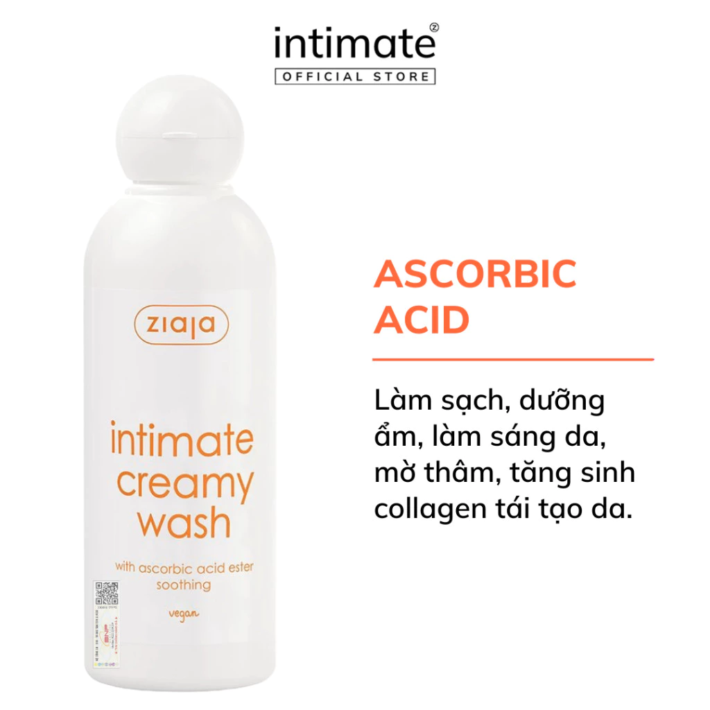 (SPD) Dung Dịch Vệ Sinh Phụ Nữ Intimate With Ascorbid Acid ZIAJA Giúp Giảm Mùi, Dưỡng Ẩm, Dịu Nhẹ Cho Da 200