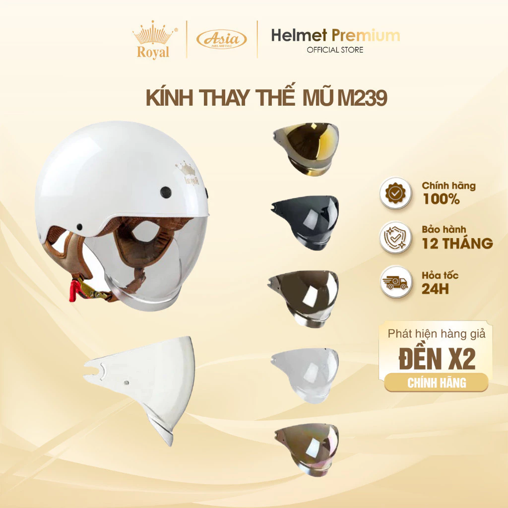 [Phụ Kiện] Kính Thay Mũ Bảo Hiểm Royal M239 Kính Âm Nón Bảo Hiểm M239 Chính Hãng