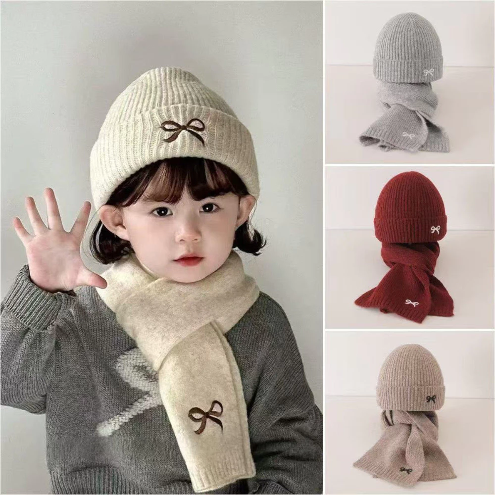 Set Mũ Len Kèm Khăn Choàng Giữ Ấm Cho Bé, Mũ Len Trẻ Em 1-6 Tuổi Siêu Mềm, Chống Gió, Co Giãn Tốt