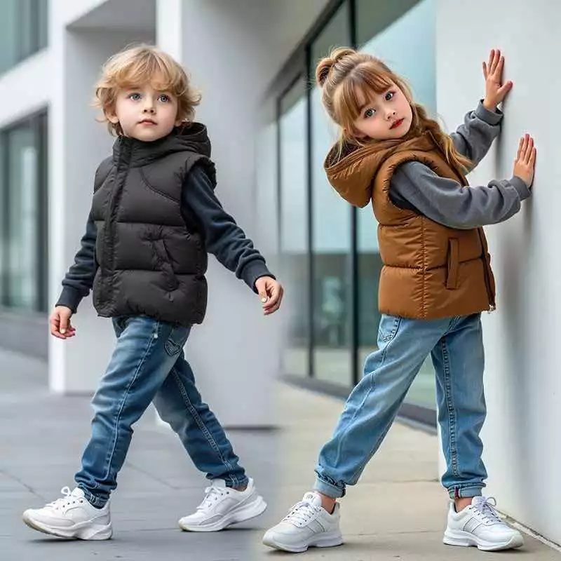 Áo Vest trẻ em thu bé trai bé gái thường ngày có đệm ấm ngoài dày mùa đông