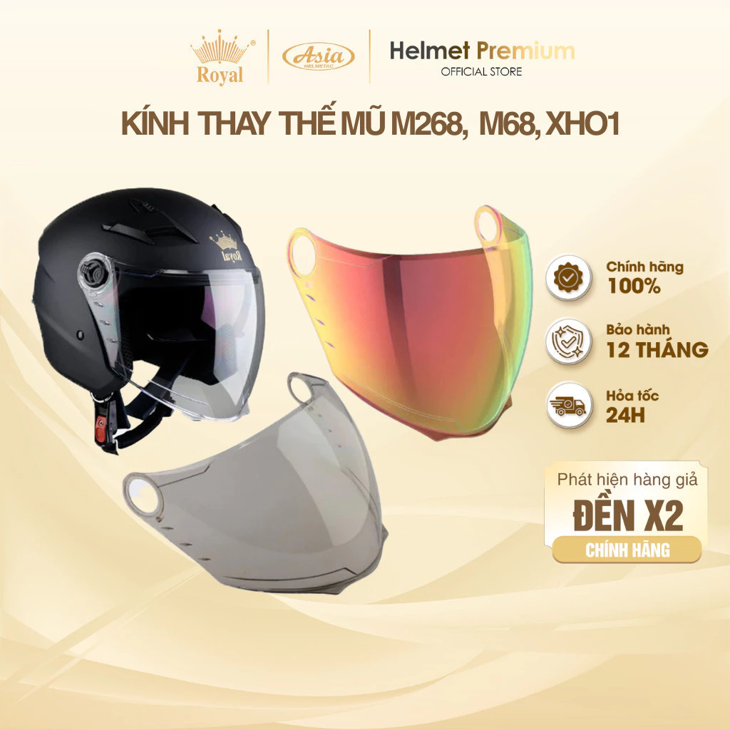 [Phụ Kiện] Kính Thay Mũ Bảo Hiểm M68/M268/XH01 Phụ Kiện Thay Thế Kính Nón Bảo Hiểm Royal Helmet Chính Hãng