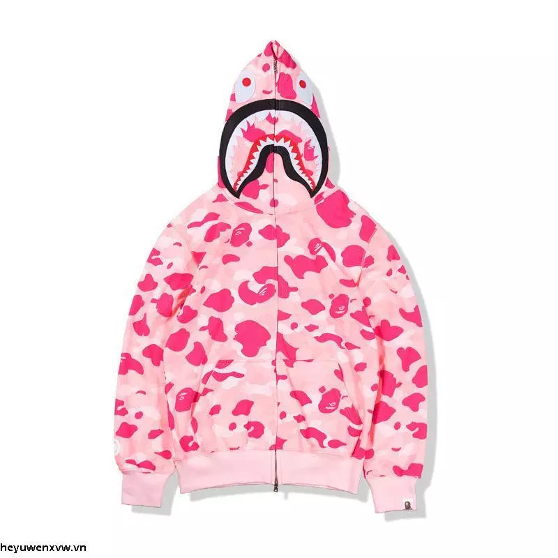 [HOT*] Áo hoodie ngụy trang đầu cá mập BAPE cho nam nữ, áo khoác có mũ đôi thêu hình xuân thu độc đáo.