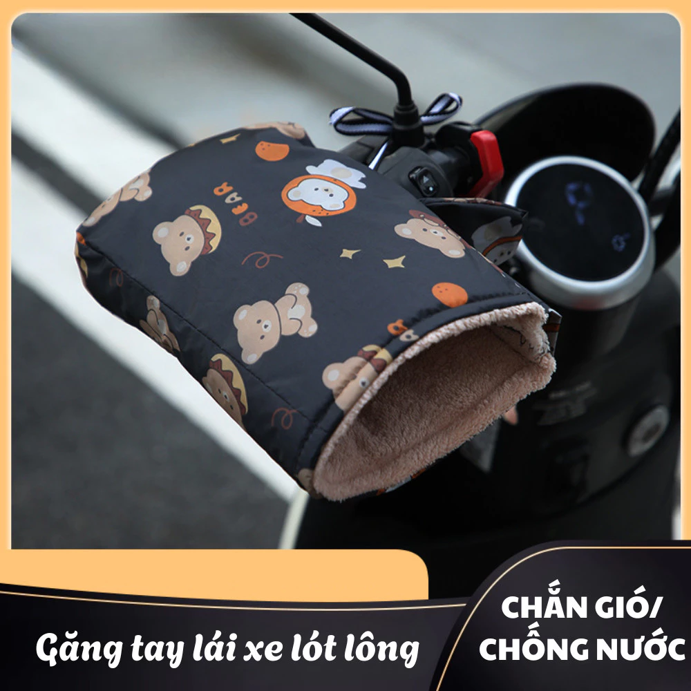Găng Tay Lái Xe Lót Lông Cừu Ấm Áp Cho Nam Nữ Gắn Xe Máy, Xe Đạp Chống Nước Chống Gió Lạnh Mùa Đông