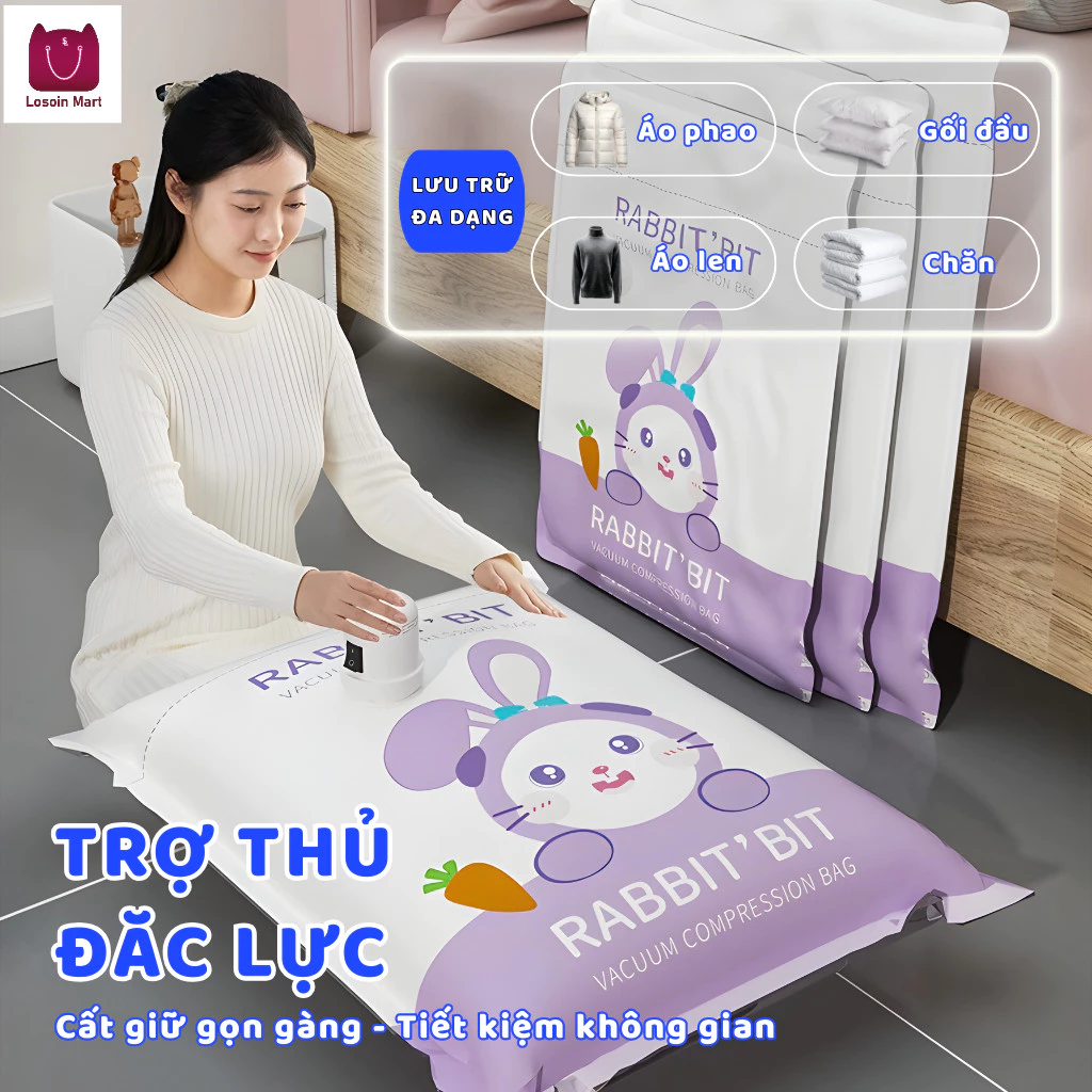 Túi đựng chân không, trong suốt, bền, dùng để sắp xếp quần áo tại nhà, chịu áp lực và kín khí.