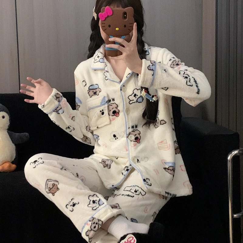 Bộ Đồ Ngủ Flannel Phù Hợp Mùa Đông, Giữ Ấm Cho Người Phụ Nữ, Size Từ M Đến 4XL