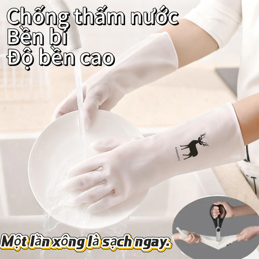 Găng cao su chống nước bền bỉ, thiết bị gia dụng không thể thiếu - Phù hợp để vệ sinh nhà bếp và phòng tắm