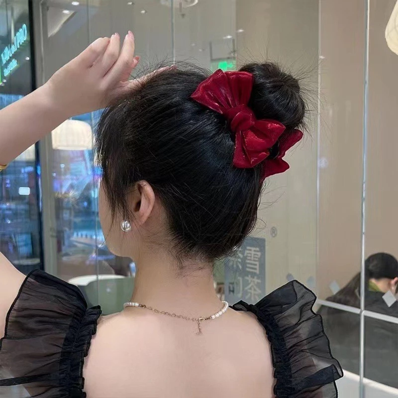 Kẹp tóc càng cua đính nơ voan tiểu thư, kẹp búi/kẹp nửa đầu cho nữ