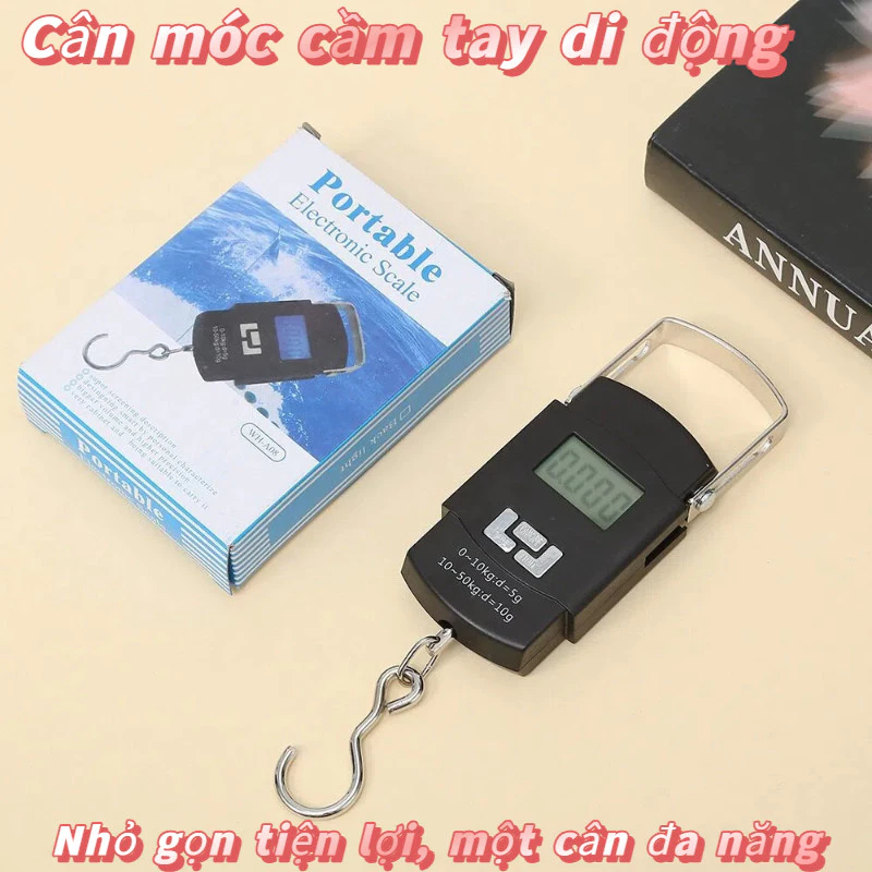 Cân móc cầm tay di động,thân máy nhỏ gọn,dễ dàng mang theo,cân rau củ khi đi chợ,hành lý và hàng hóa