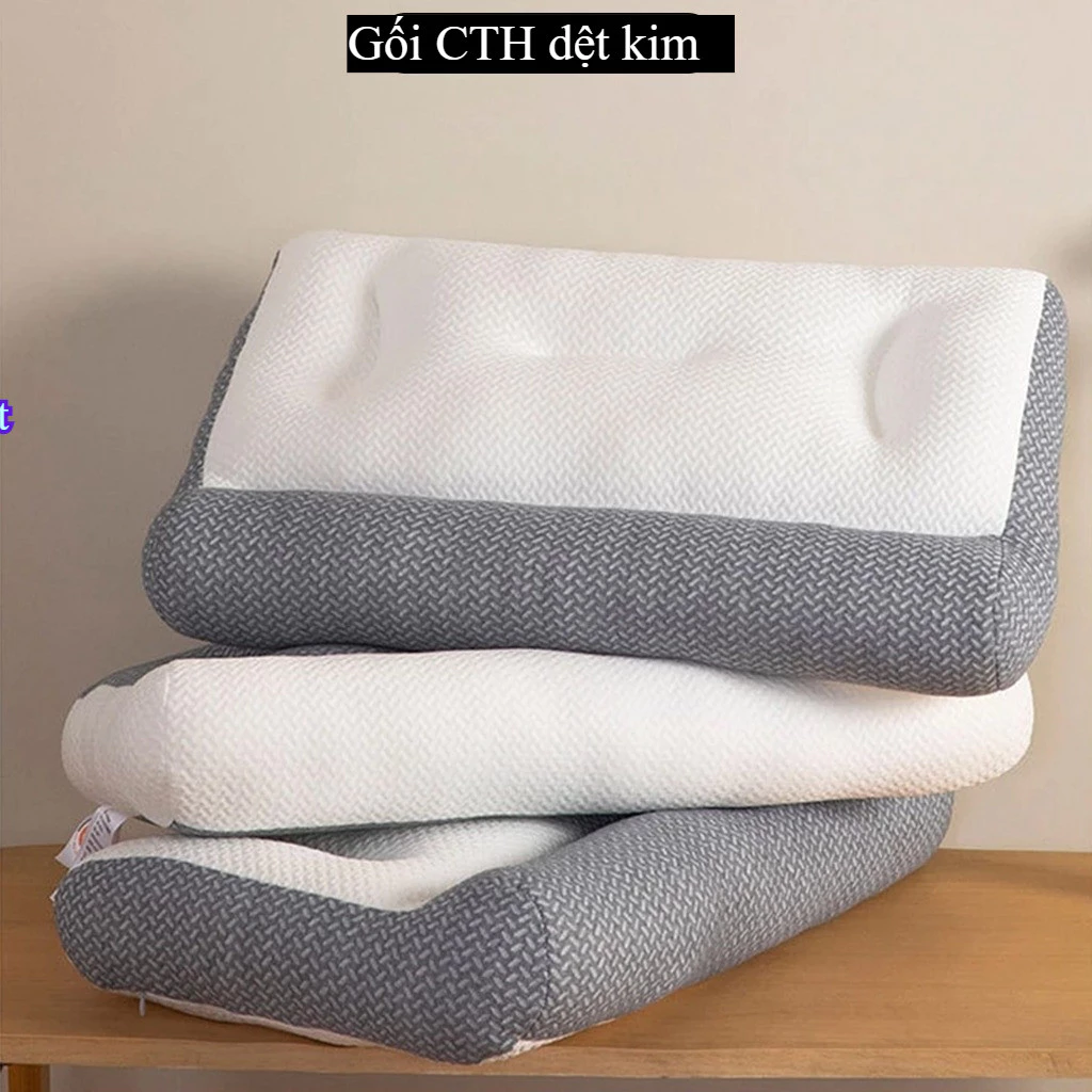 Gối Ngủ Công Thái Học  Size 50x70cm Hỗ Trợ Giảm Đau Vai Gáy Ruột Bông Gòn Tinh Khiết