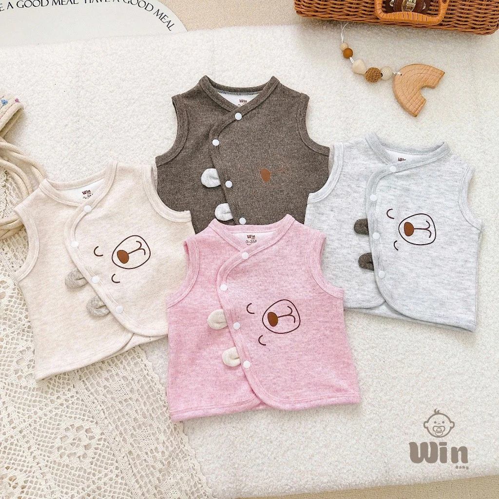 Áo Gile Nỉ Tăm Tai Gấu Hãng /Win Tone Hàn Đáng Yêu, Chất Liệu Mềm Mại, Thấm Hút Giữ Ấm Cho Bé
