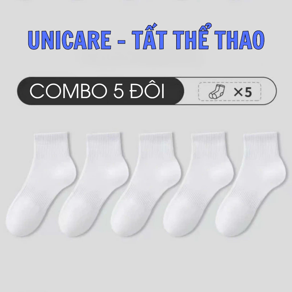 [Unicare] COMBO 10 đôi Tất Unicare Nam Nữ Cổ Trung/ Cổ Ngắn – Vớ Trơn Mềm Mịn, Đi Êm Chân