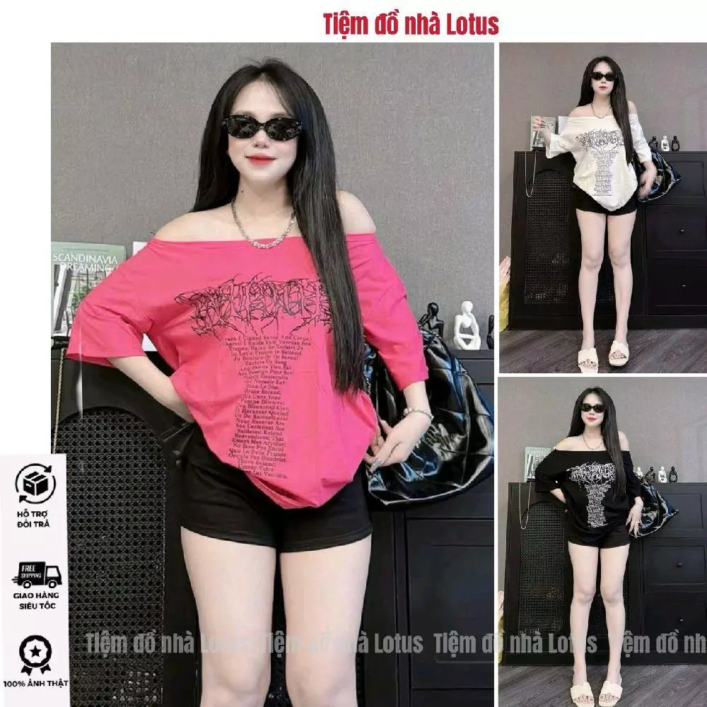 Áo Thun Bẹt Vai A77 - Tay Lỡ Hoạ Tiết Graffiti Cool Ngầu (Tiêm đồ nhà Lotus)