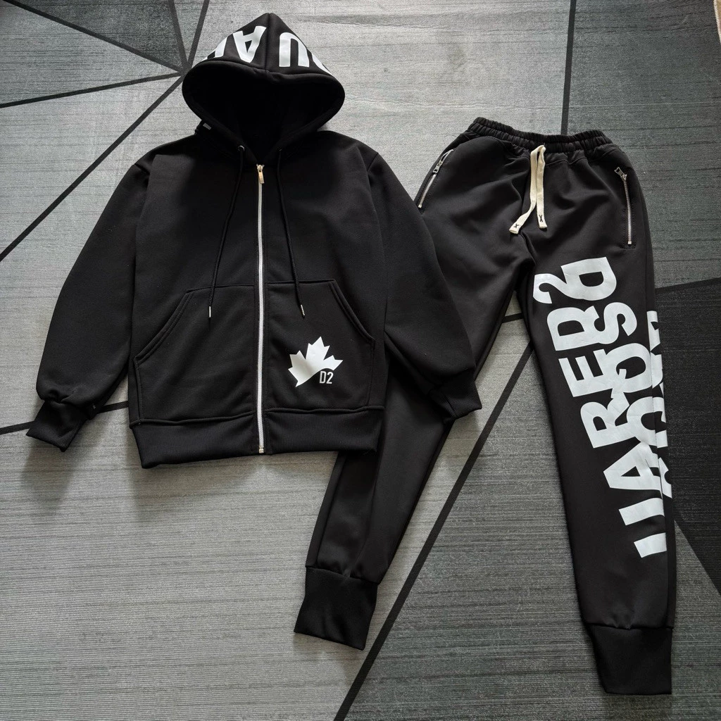 ÁO KHOÁC HOODIE LÁ PHONG MŨ 2 LỚP IN CHỮ DS CHẤT NỈ BÔNG DÀY ẤM HOT. BỘ ÁO+QUẦN HOODIE MŨ 2 LỚP IN CHỮ LÁ PHONG NỈ BÔNG
