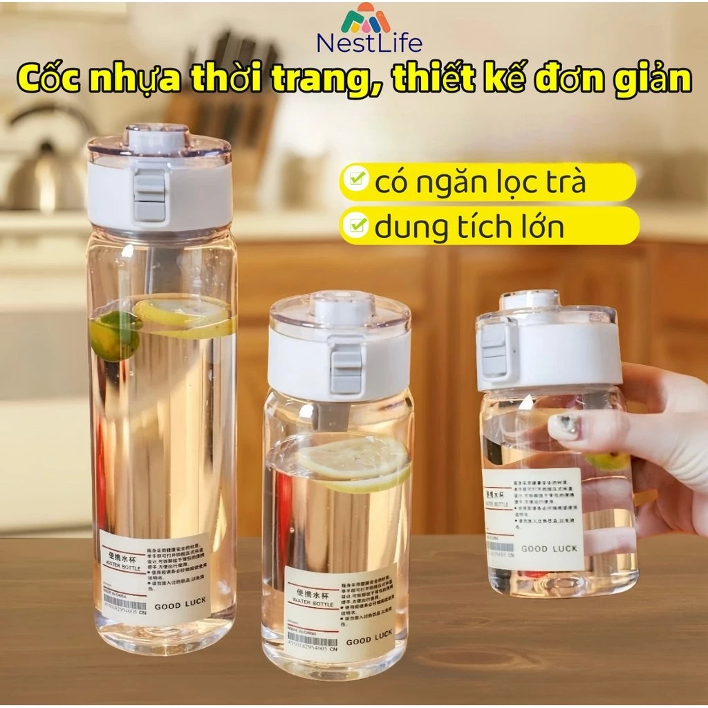 Bình nước thể thao nhựa trong suốt 350/550/800ml,có ngăn lọc trà,Có nắp chống tràn,Bình nước Bình nước Tritan680\550ml