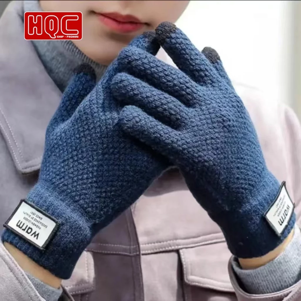 Găng Tay Nam Mùa Đông Giữ Ấm Cảm Ứng Điện Thoại Len Dày Chống Lạnh Phong Cách Hàn Quốc