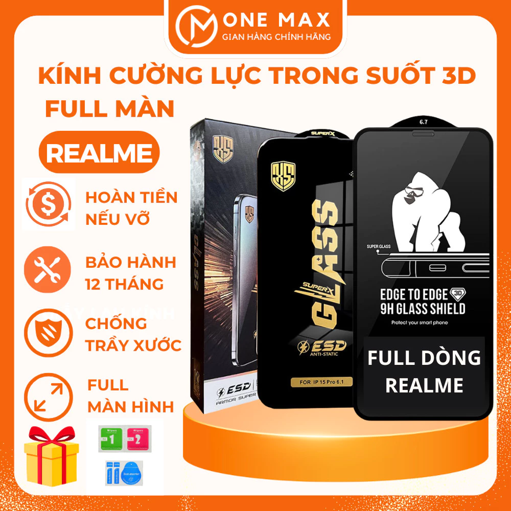 Kính cường lực Realme C67 C65 C51 C53 C55 Note 50 C30s C33 C35 C11 C12 C15 C17 C20 C21y C25y 3 4 5 6 7 8 9 9i 10 11