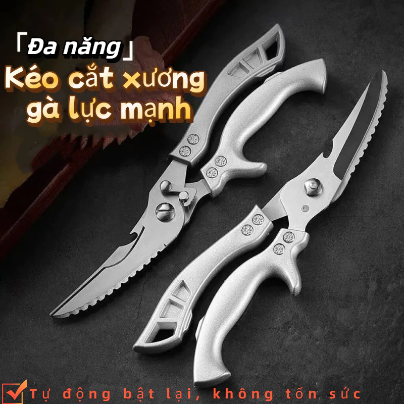 Kéo cắt xương gà đa năng siêu sắc bén, thân kéo bằng thép không gỉ, dễ dàng cắt đứt xương cứng.