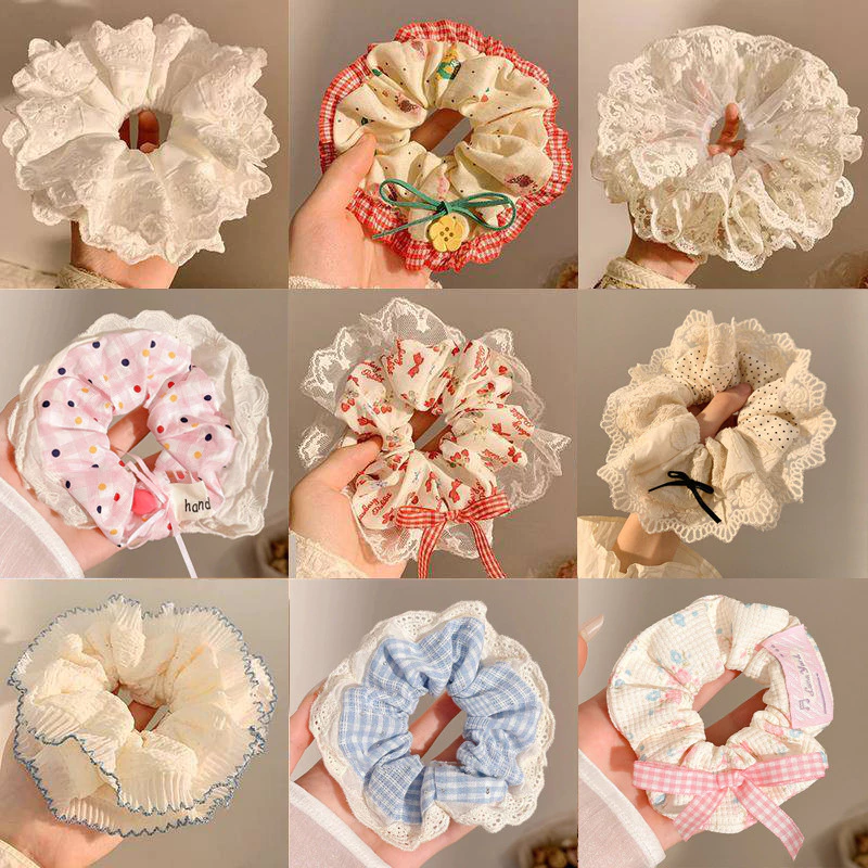 Scrunchies Voan Ren Thời Trang với Dây Cao Su - Phụ Kiện Tóc Đẹp