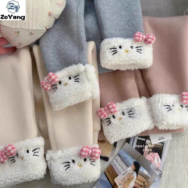 [ZY] 70-130 Hàng có sẵn Quần len lông cừu cho trẻ em Quần dày ấm áp mùa thu đông Quần legging hoạt hình cho bé gái legging phù hợp Thời trang áo trẻ em Vận chuyển nhanh