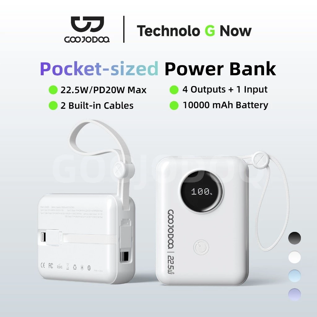 GOOJODOQ 10000mAh Sạc nhanh Powerbank Mini di động cho điện thoại Type C Lightning USB Charge