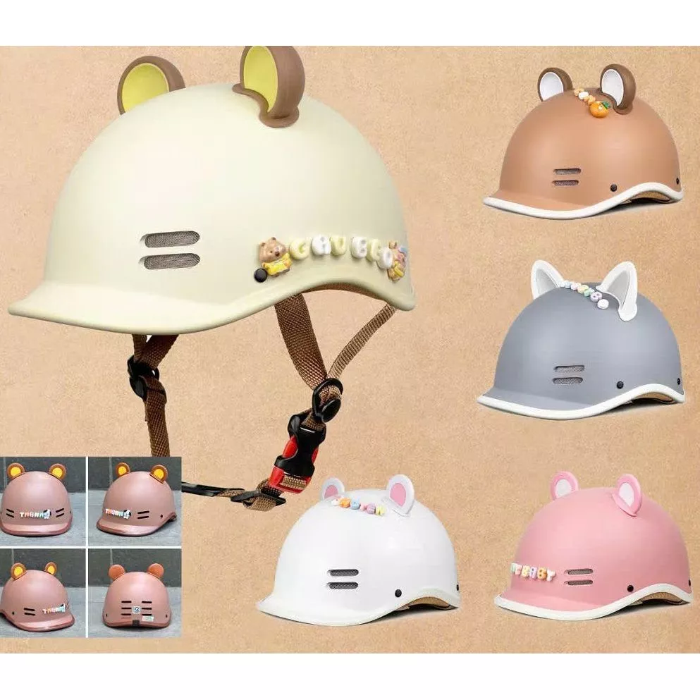 Mũ Bảo Hiểm Cá Heo Nửa Đầu Nam Nữ Kèm Phụ Kiện Charm Chữ Độc Đáo