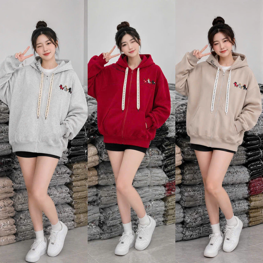 Áo Khoác Nỉ THỜI TRANG FORM BOXY Phối Nón TO Vải Dày Xịn Chống Nắng Tốt NY NA STORE