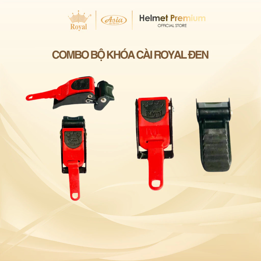 [Phụ Kiện] Combo Bộ Khoá Royal Thay Cho Mũ Bảo Hiểm Royal, Asia, Gồm Một Khóa Và Một Gài, Chắc Chắn