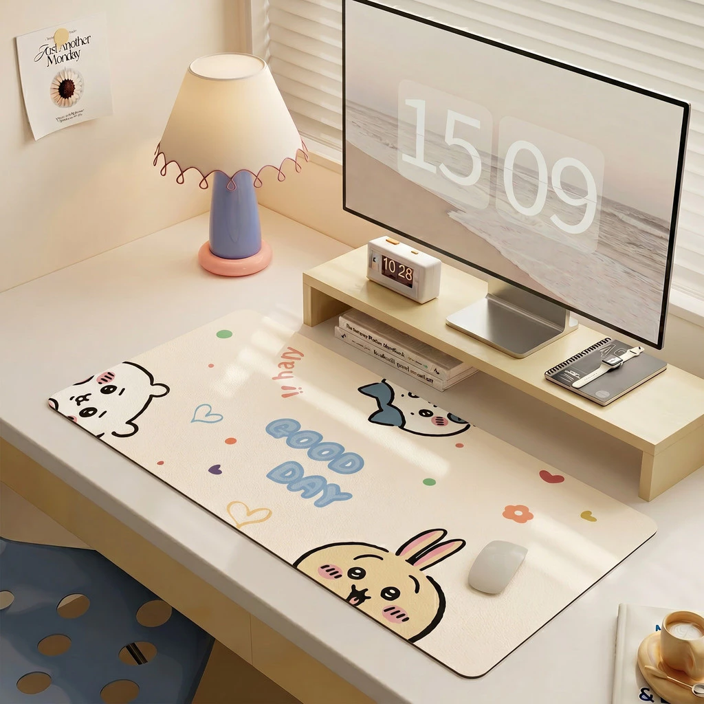 thảm lót chuột da pu chiikawa cỡ lớn thảm trải bàn học cho bé chống nước decor bàn máy tính dễ thương học sinh dày 1mm đẹp