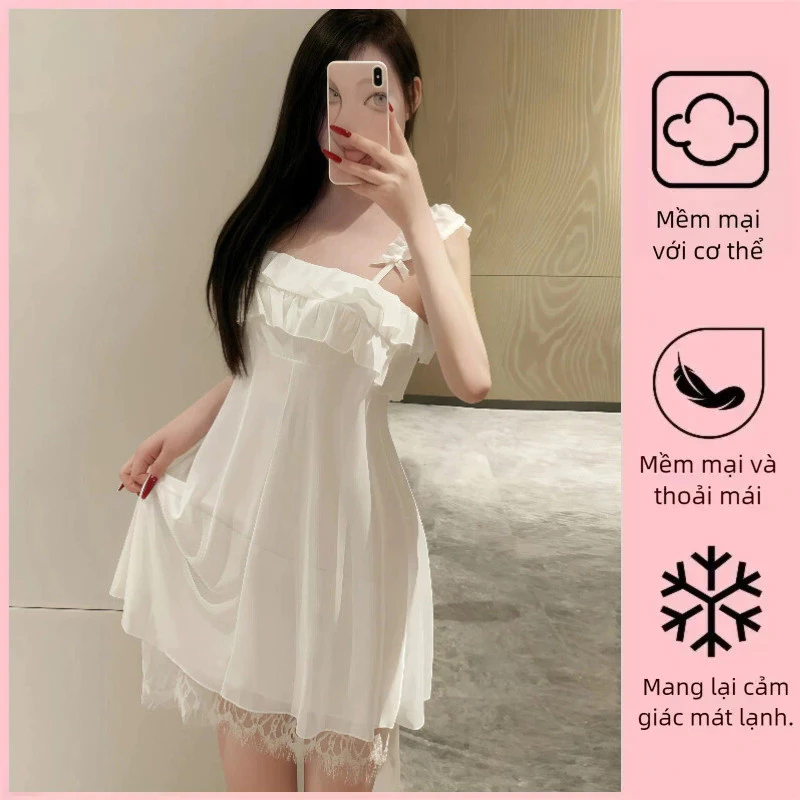 Váy Ngủ Phong Cách Công Chúa Cổ Tích,đồ bộ nữ đồ mặc nhà thun lạnh,đồ ngủ 2 dây