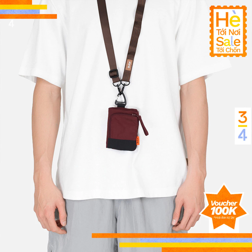 3PhầnTư - Ví Mô-đun Đa NăngGấp Gọn Nhiều Ngăn Vải Dù Gió Nhăn [ Không Kèm Dây Đeo] - APSU25001
