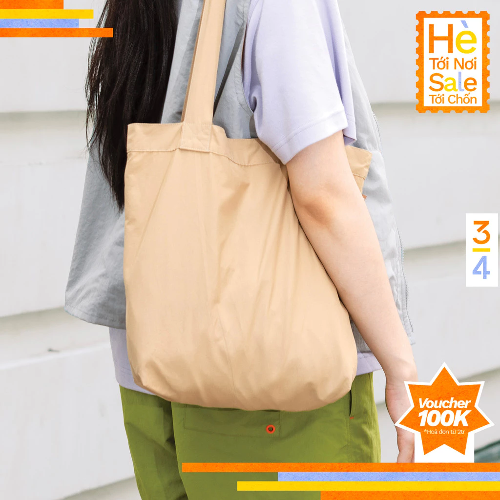 3PhầnTư - Túi Tote Mini Nam Nữ Vải Cotton Pha Nylon Mini Phối Màu Dễ Giặt Giũ - ATTU24002
