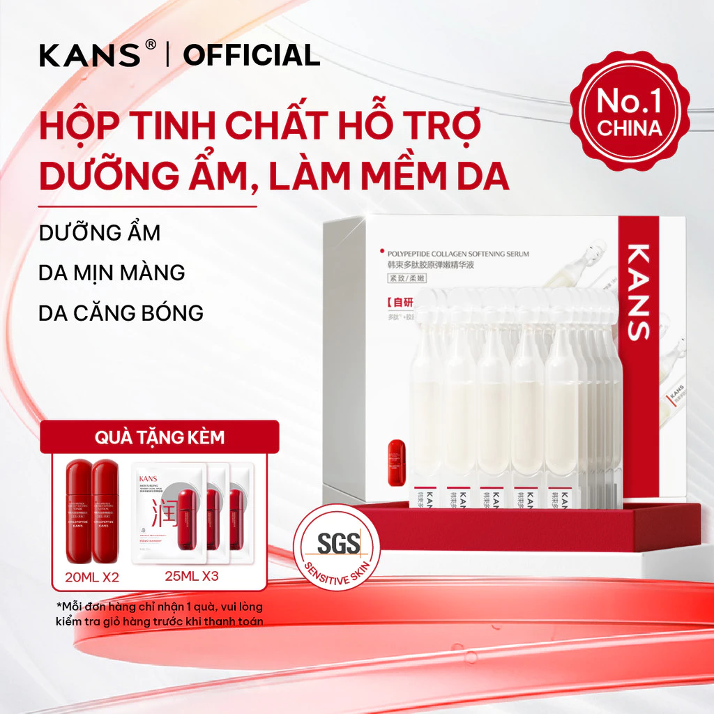 KANS Hộp Tinh Chất 1.8ml x 30 Dưỡng Da Chống Lão Hóa, Dưỡng Ẩm, Phục Hồi, Làm Mịn Da Polypeptide Collagen