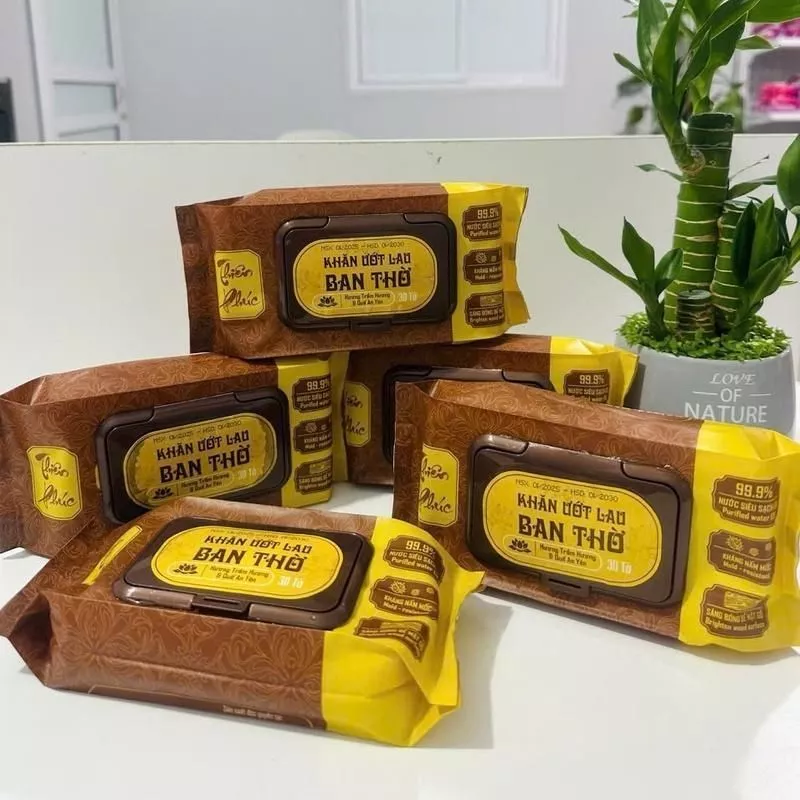 Mẫu Mới 5 Gói [30 tờ ] khăn lau bàn thờ THIÊN PHÚC