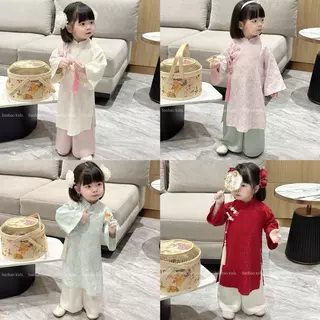 [ BAOBAO ODER ] - SET ÁO DÀI ( KÈM QUẦN ) GẤM L.ỤA HOA CÚC CAO CẤP XINH XẮN ĐÁNG YÊU CHO MẸ VÀ BÉ - MZ2232.2