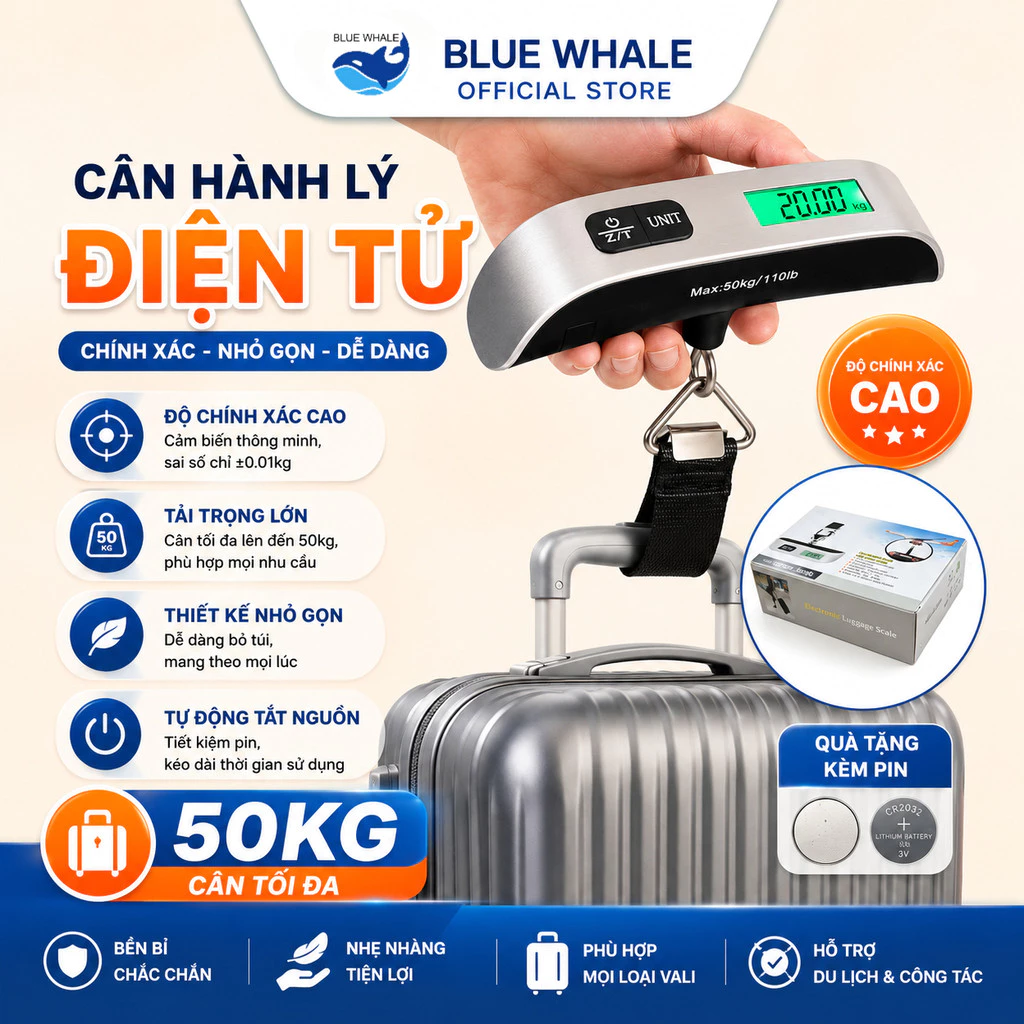 Cân Điện Tử Mini Cầm Tay 50kg/75kg – Cân Hành Lý Du Lịch Chính Xác