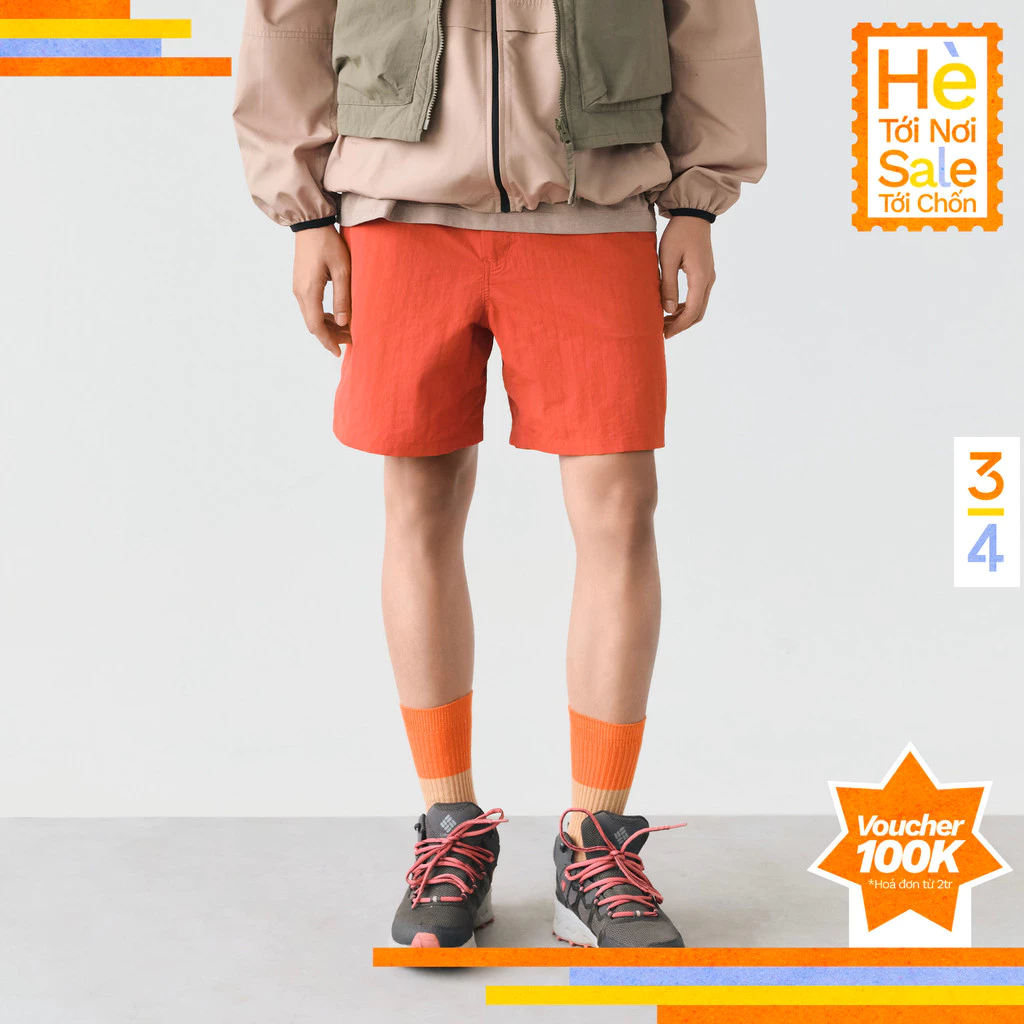 3PhầnTư - Quần Short Nam Nữ Phối Lưng Dây Rút Vải Taslan Dù Gió Thoáng Khí - BSHM24007
