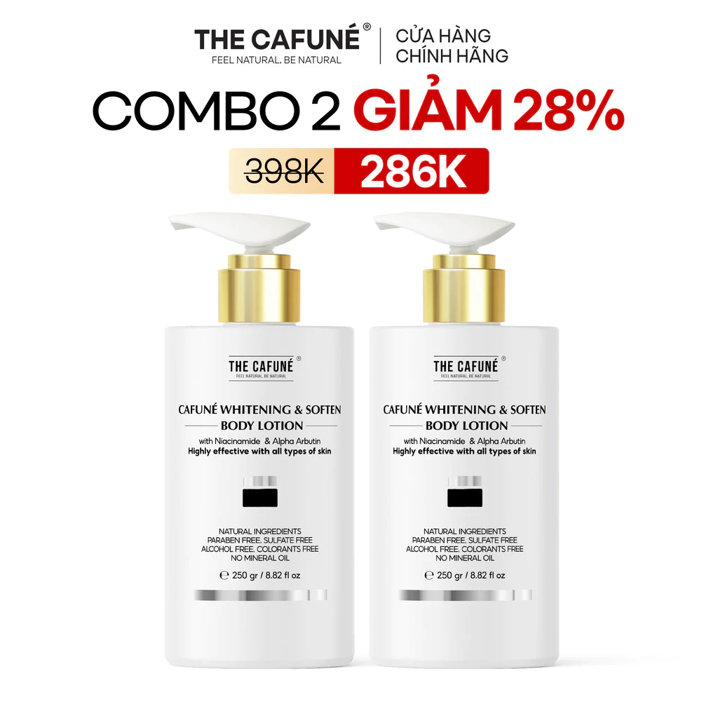 [MUA 2 GIẢM 25%] Combo 2 Kem Body Hỗ Trợ Dưỡng Trắng Da The Cafuné Bản Nâng Cấp Dạng Lotion 250g Niacinamide