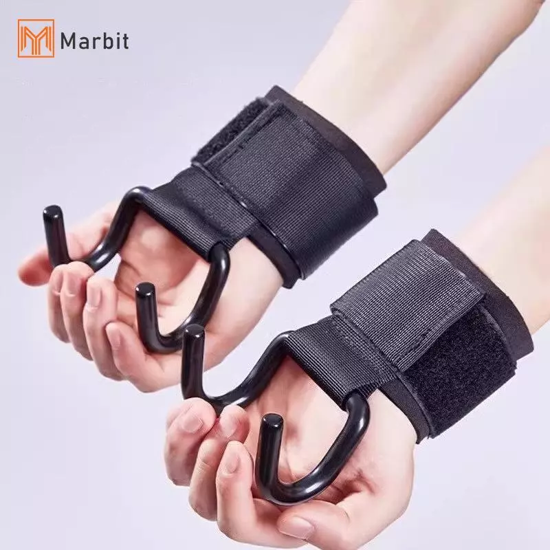 [Mar-T] 2 Móc nâng tạ có quấn cổ tay Dây đeo cổ tay Thanh cầm Phòng tập thể dục Móc tập thể dục Dây đeo trọng lượng Kéo lên Găng tay nâng sức mạnh