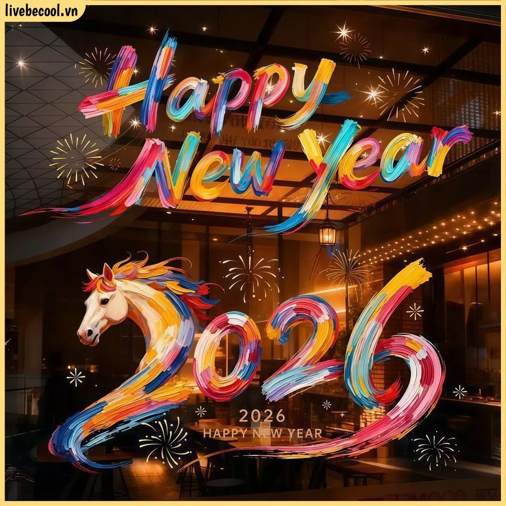 Hình dán trang trí nhà cửa Chúc mừng năm mới 2026, decal trang trí cửa sổ ngày lễ, decal dán cửa sổ năm mới có thể tái sử dụng, nhãn dán PVC tĩnh điện cho nhà livebecool.vn