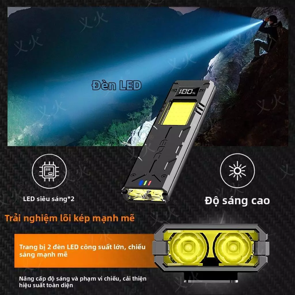 Đèn Pin Siêu Sáng Cầm Tay  7 Chế Độ, Nam Châm, Kháng Nước Cho Câu Cá, Camping