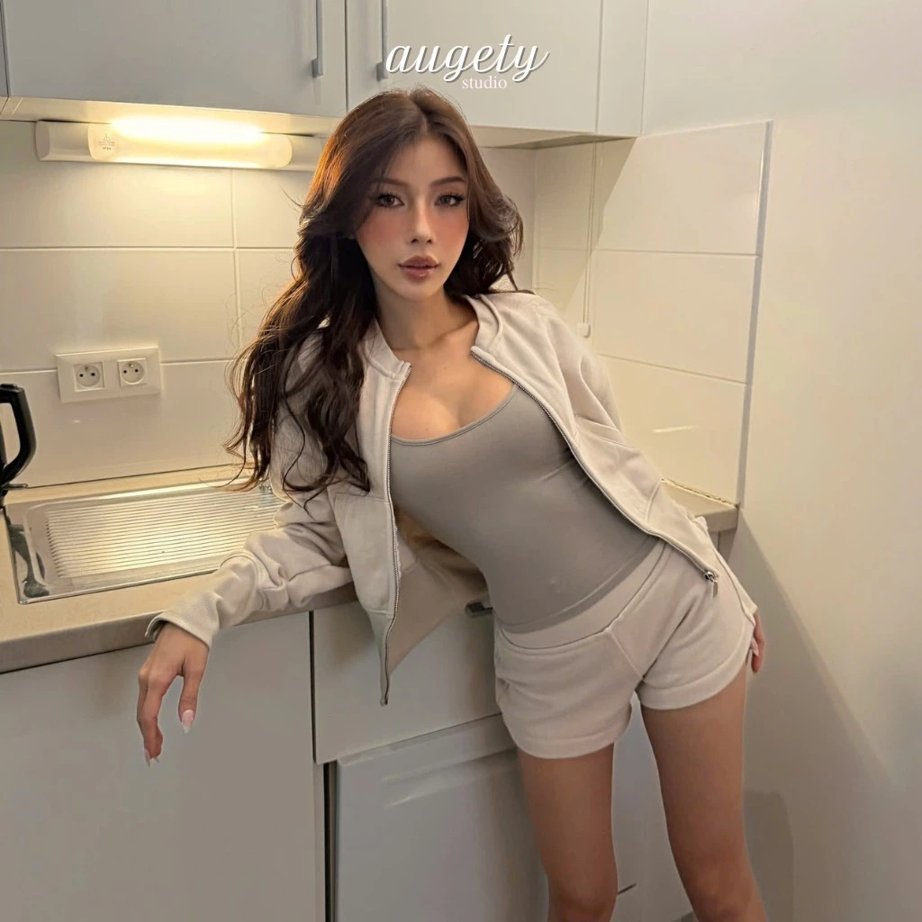 Quần Shorts Nỉ Bông Cạp Trễ Lưng Thun Gân Dày Dặn Augety Studio, NORA SHORTS