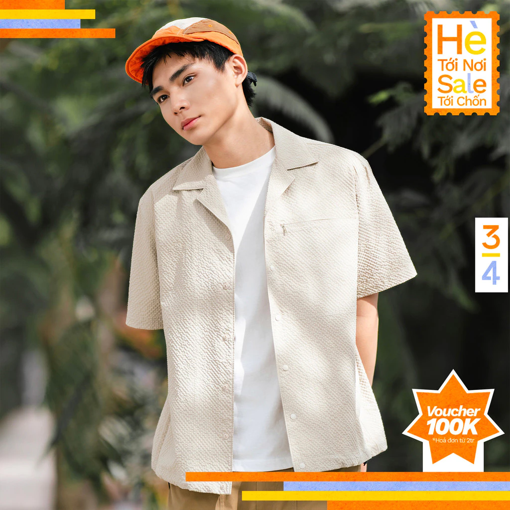 3PhầnTư - Áo Sơ Mi Cổ Danton Dáng Oversize Vải Seersucker - TSTM25001