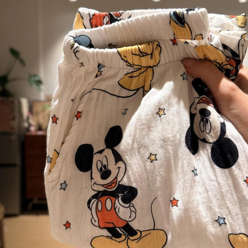 Cotton Gạc Pyjama Quần Lỏng Lẻo Mềm Có Túi Quần Nhà