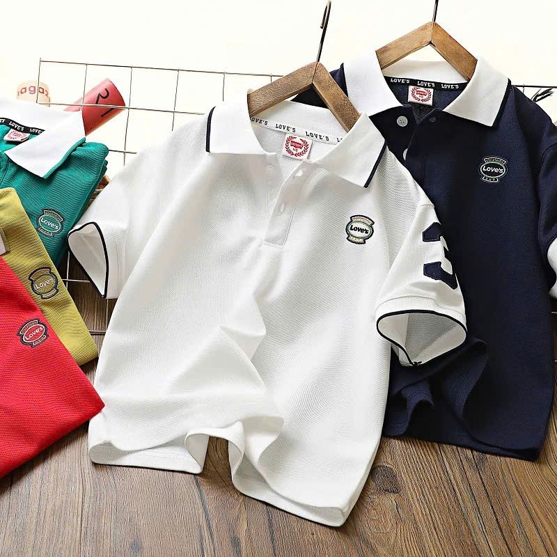 Áo Polo Bé Trai Mẫu Chữ LOVE 18–52kg – Áo Có Cổ Bé Trai Form Đẹp, Co Giãn Thoải Mái, Thời Trang