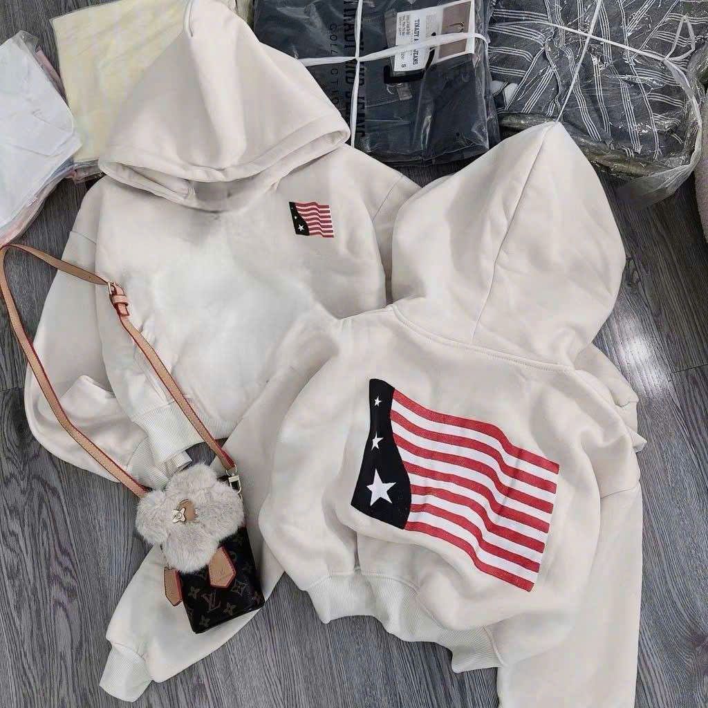 ( XẢ HÀNG ) Áo Hoodie Nỉ Mùa Đông Unisex Form Rộng Đẹp Giá Rẻ Vô Địch-Hình lá cờ mỹ - chag3158