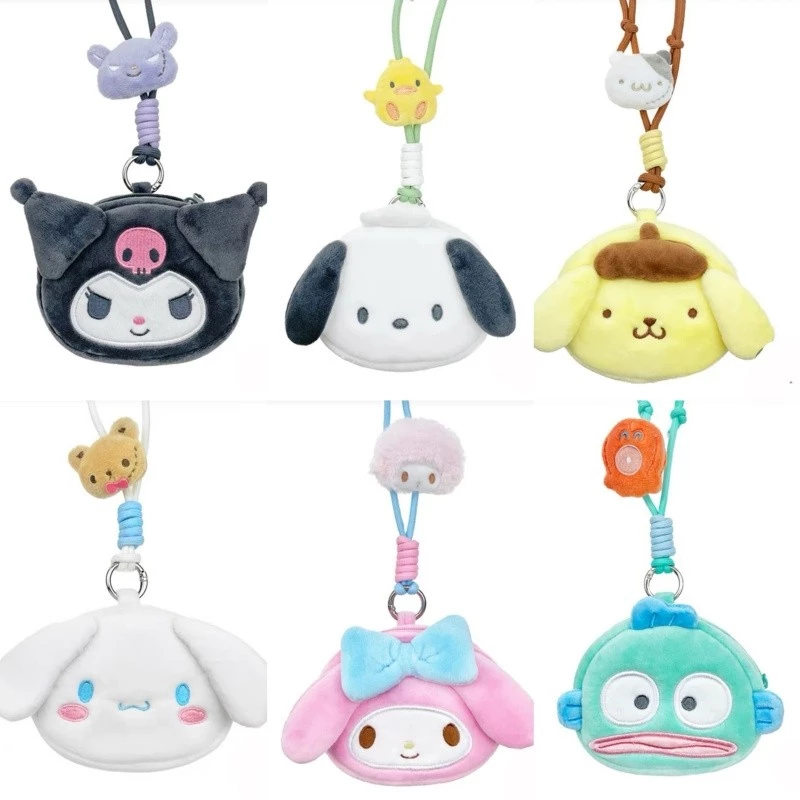 Kawaii Sanrio Dây Sang Trọng Ví Đựng Tiền Xu Hello Kitty Giai Điệu Kuromi Hangyodon Túi Đựng Đồ Trẻ Em Đeo Ngang Dễ Thương
